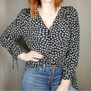 Madewell Black and White Floral Blouse